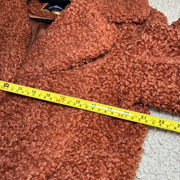 Sam Edelman Anthropologie Teddy Bear Coat Burnt Orange Cozy Sherpa Womens Large - Picture 7 of 9